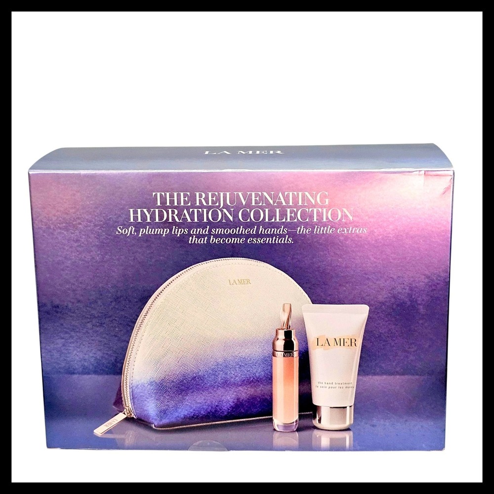 La Mer Rejuvenating Hydration Collection Lip Volumizer Hand Treatment Set Bag